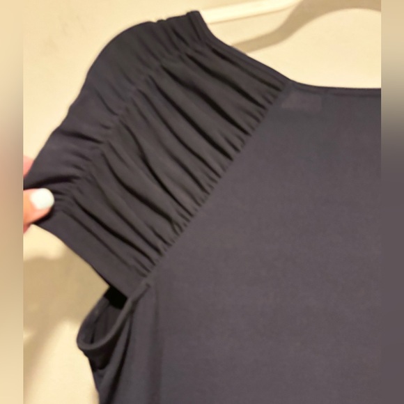 Women's Short Sleeve Navy Blue Dressy Rayon Top- Brand is Premise - Size Small - Picture 2 of 9